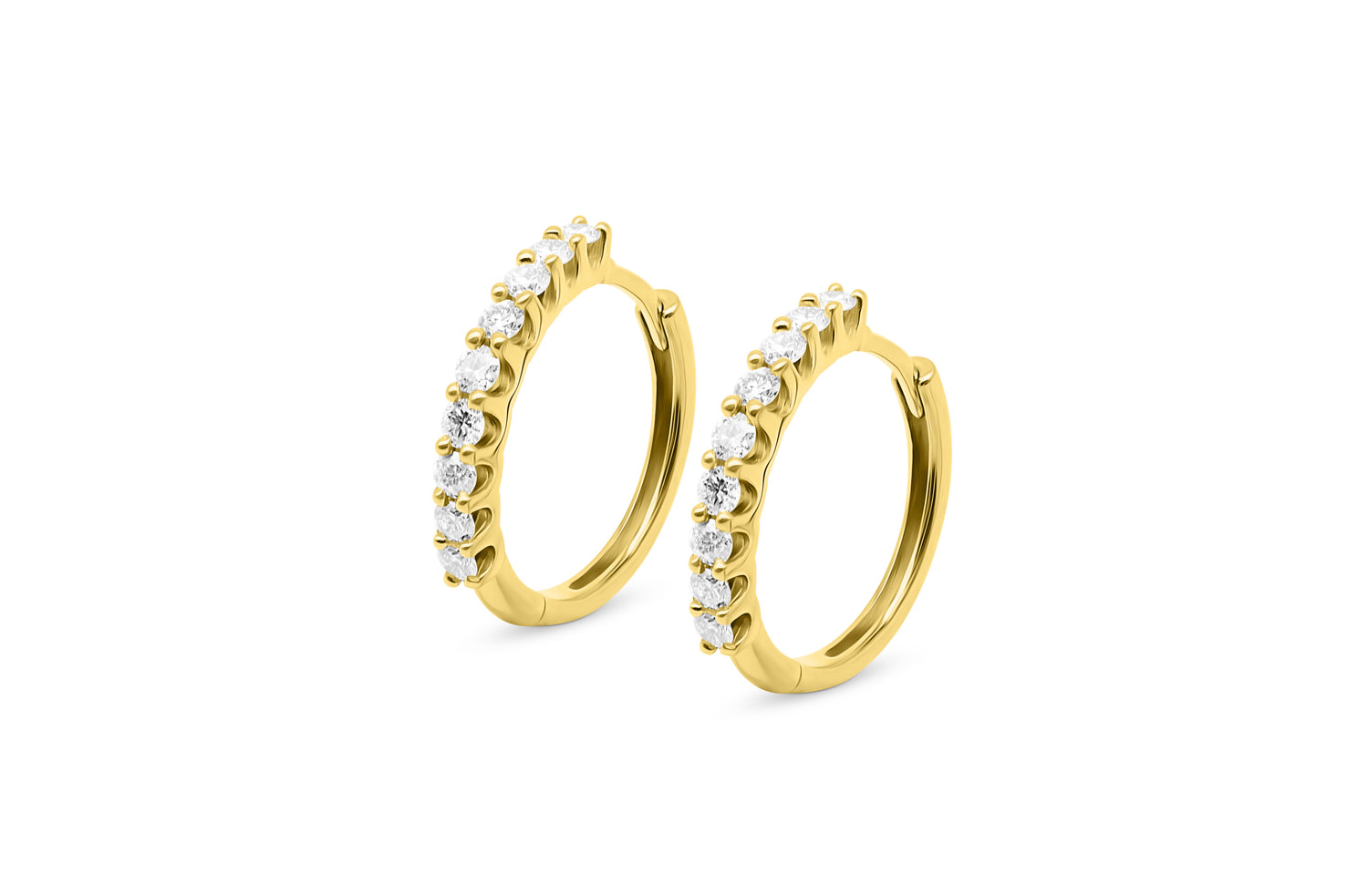 Kreolen mit Klappverschluss in Gelbgold mit Diamanten