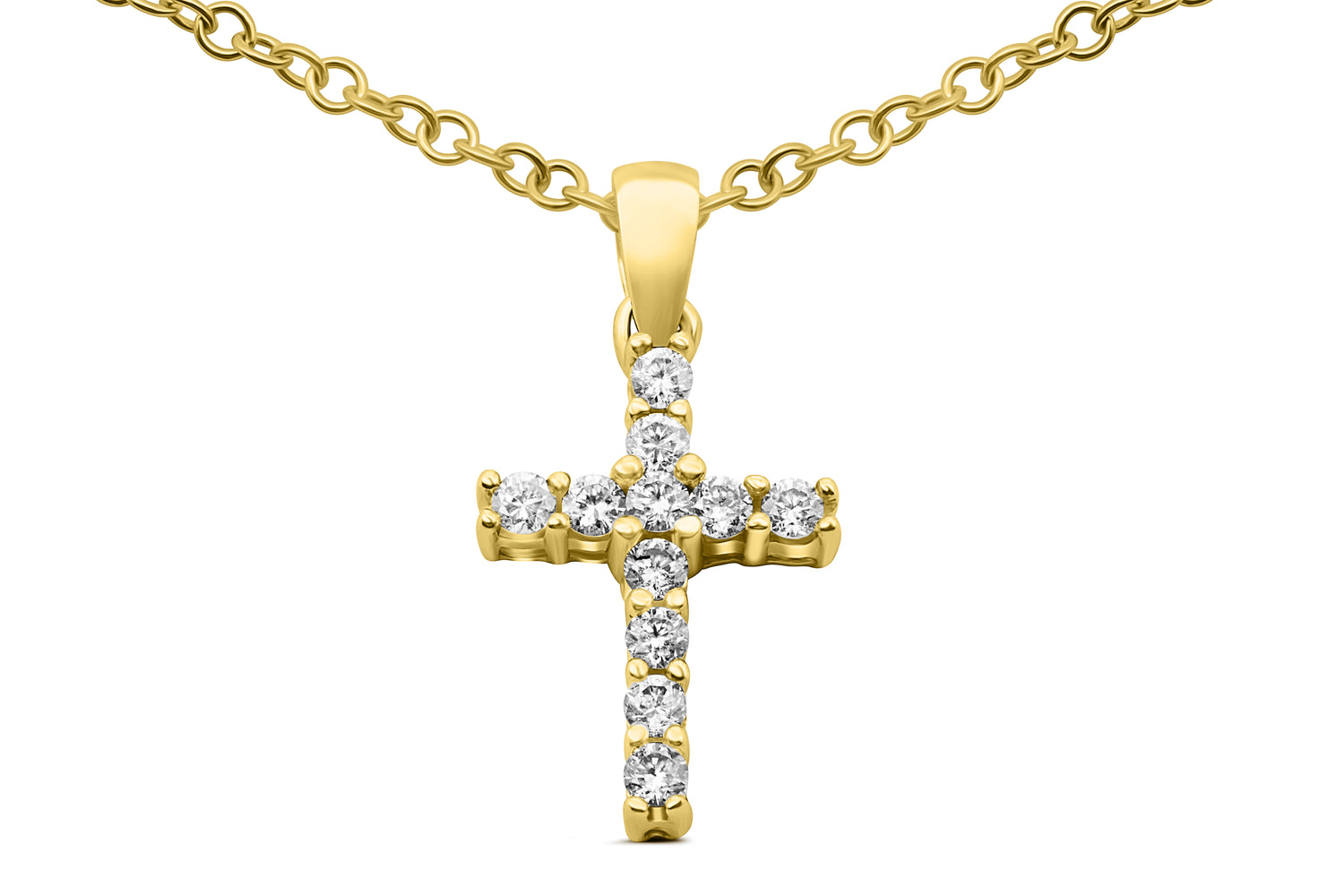 Diamantkreuz mit Kette aus Gelbgold