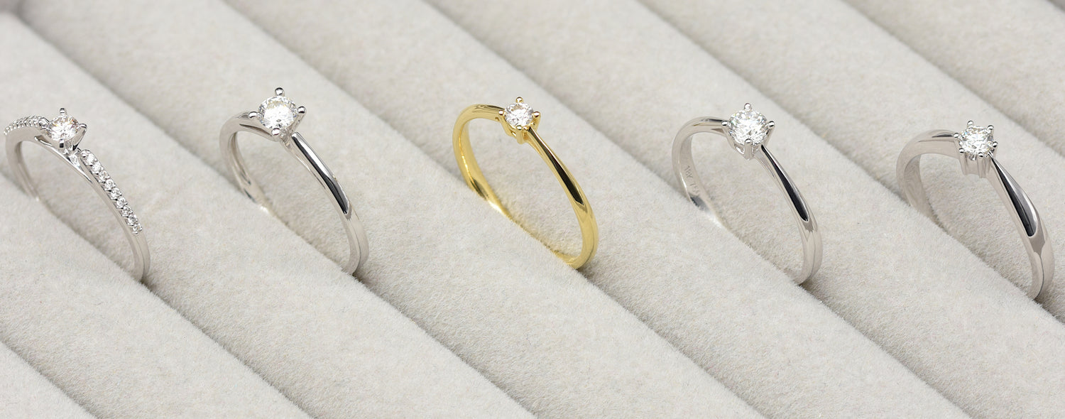 Solitär Diamantringe Weißgold und Gelbgold