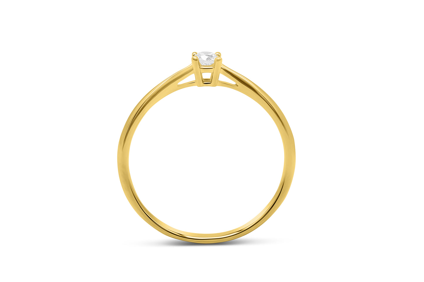 Verlobungsring Solitär mit 0,1ct Diamant in 750 (18K) Gelbgold 4-Krappenfassung
