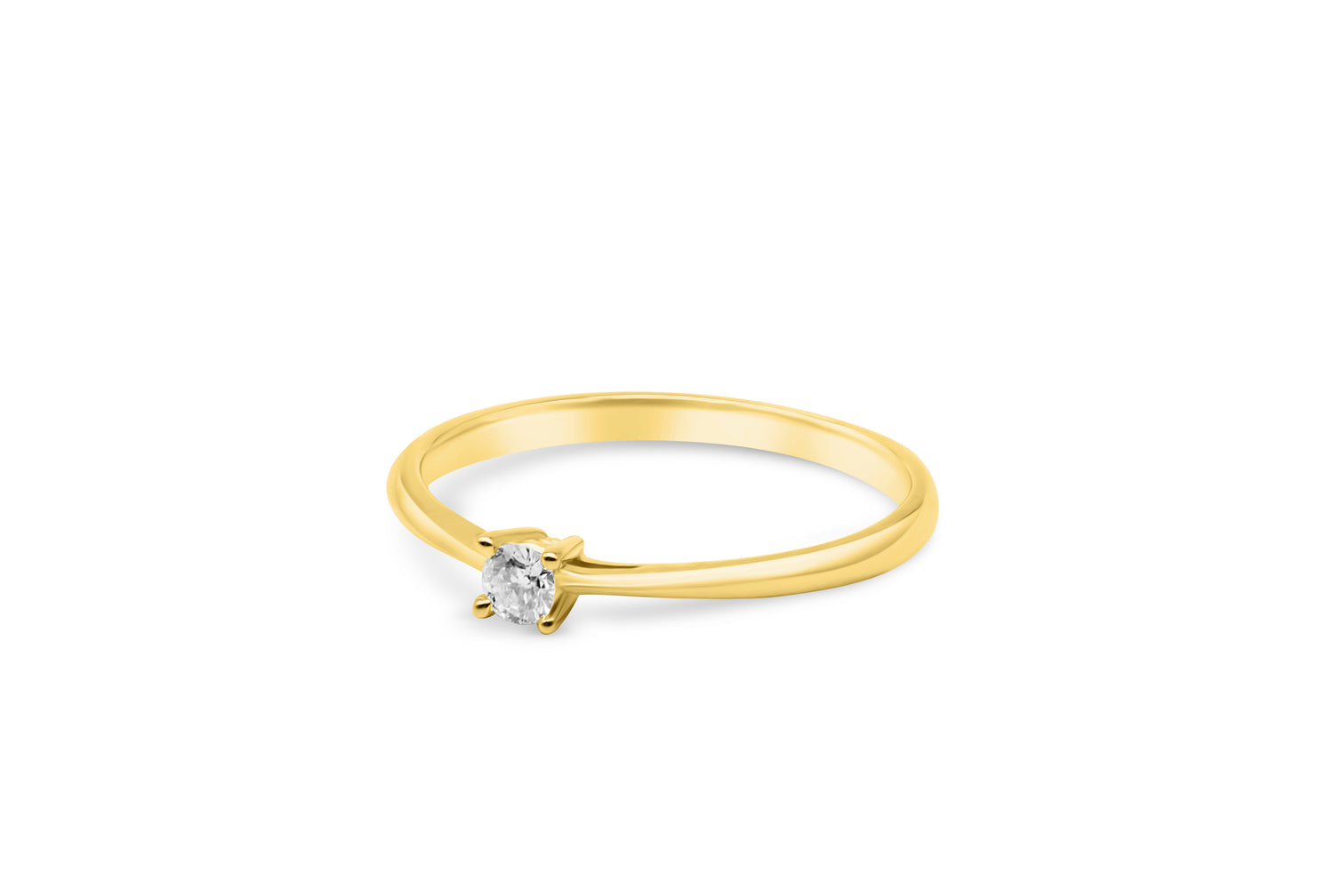 Verlobungsring Solitär mit 0,1ct Diamant in 750 (18K) Gelbgold 4-Krappenfassung