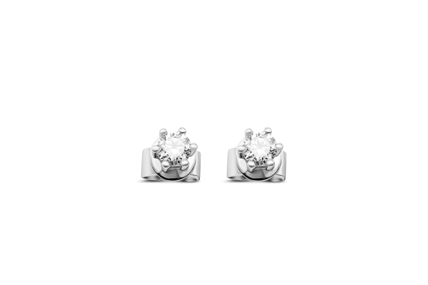 Ohrstecker Solitär mit 0,2ct Diamanten in 750 (18K) Weißgold 6-Krappenfassung