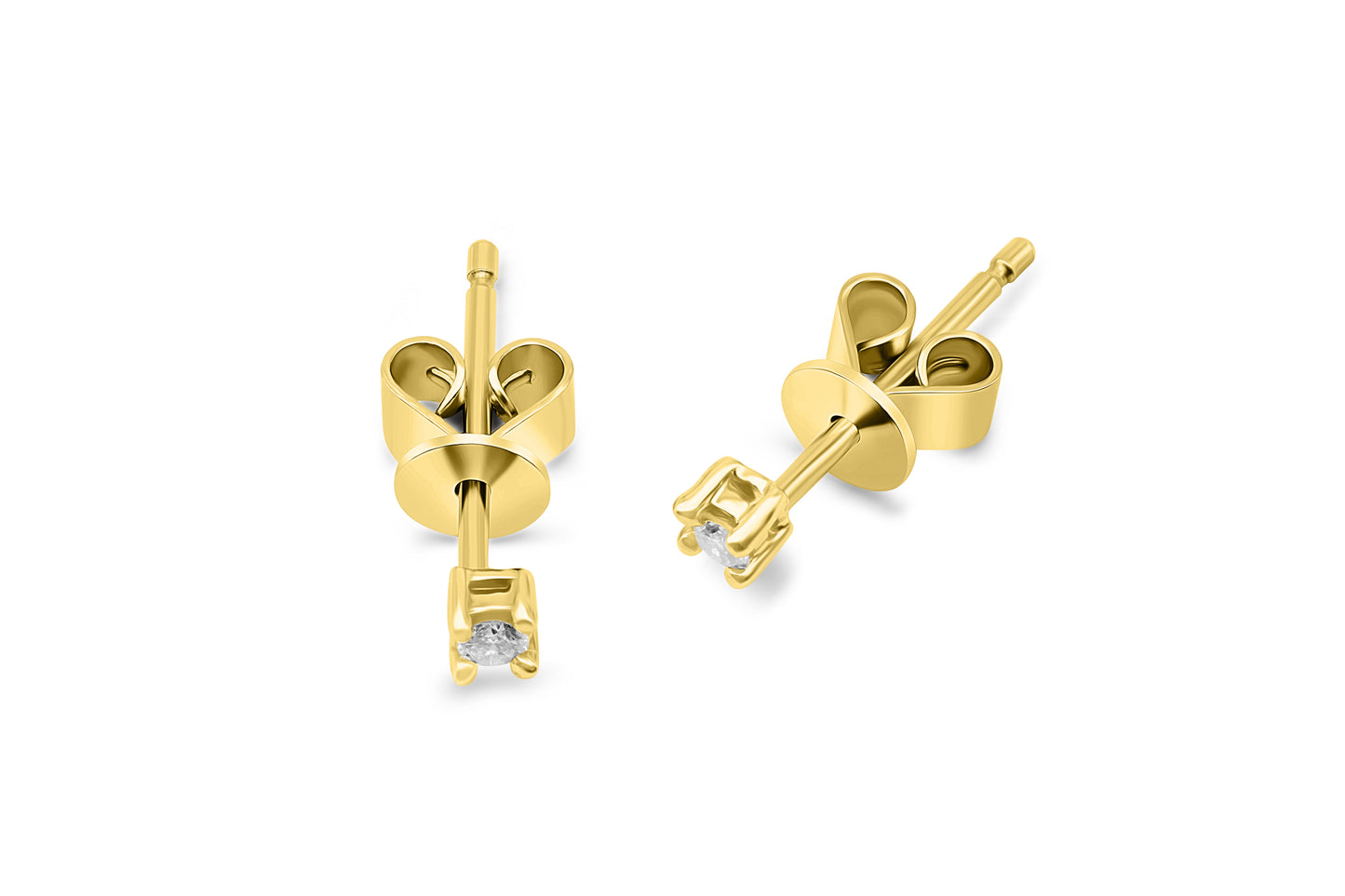 Ohrstecker Solitär mit 0,05ct Diamanten in 375 (9K) Gelbgold 4-Krappenfassung