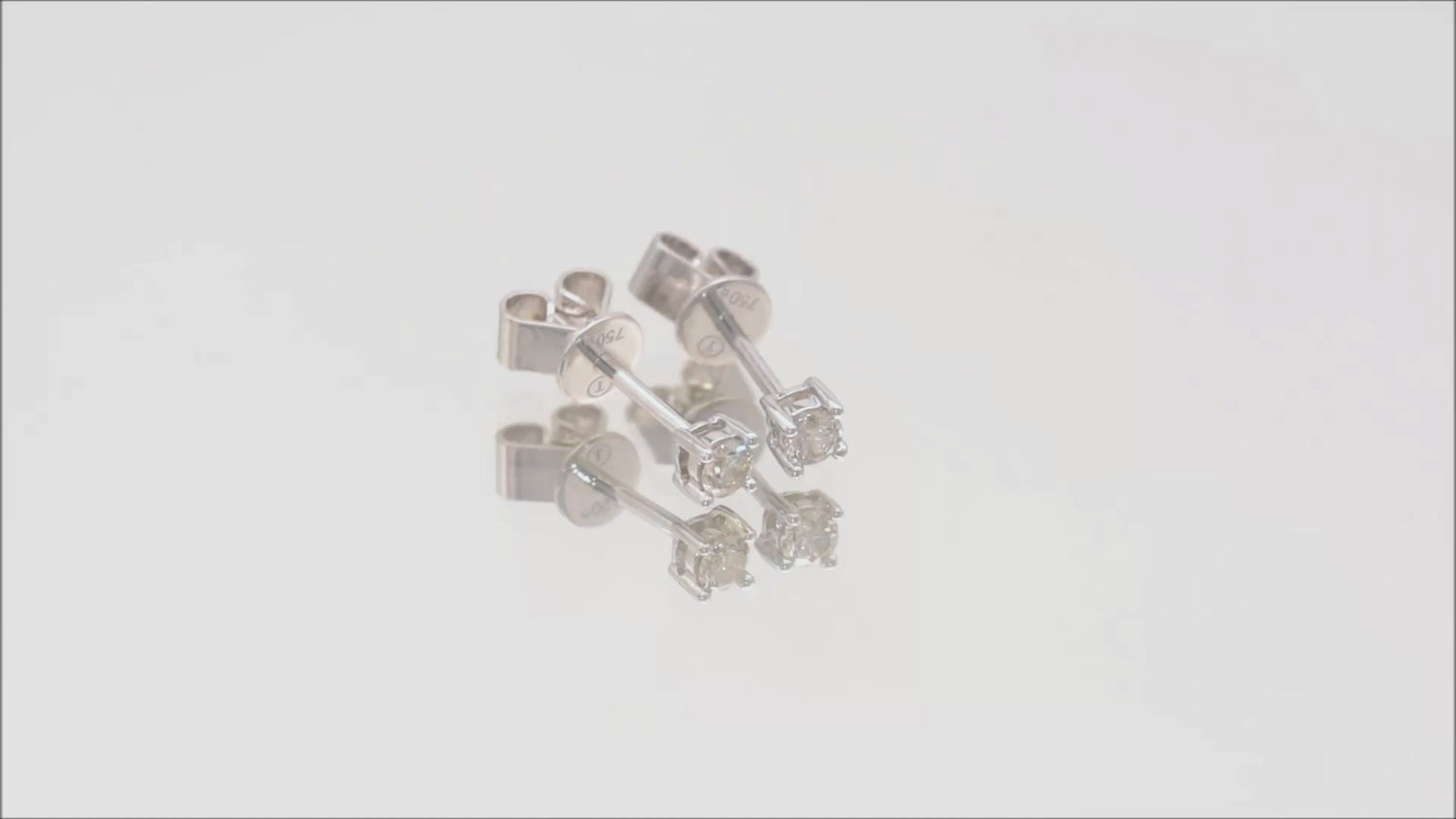 Ohrstecker Solitär mit 0,1ct Diamanten in 750 (18K) Weißgold 6-Krappenfassung Video