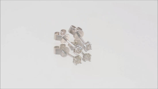 Ohrstecker Solitär mit 0,1ct Diamanten in 750 (18K) Weißgold 6-Krappenfassung Video