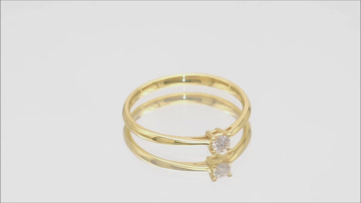 Verlobungsring Solitär mit 0,1ct Diamant in 750 (18K) Gelbgold 4-Krappenfassung Video