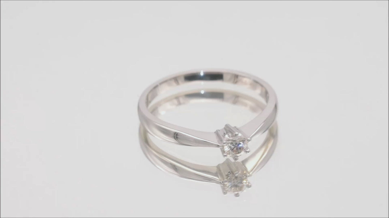 Verlobungsring Solitär mit 0,15ct Diamant in 750 (18K) Weißgold 6-Krappenfassung Video