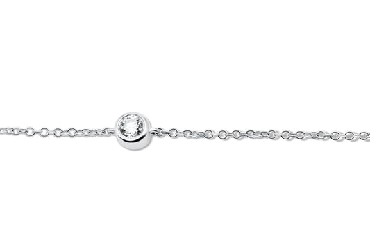 Diamant Armband Solitär - 750 Weißgold 0,1ct Diamantarmband Zargenfassung