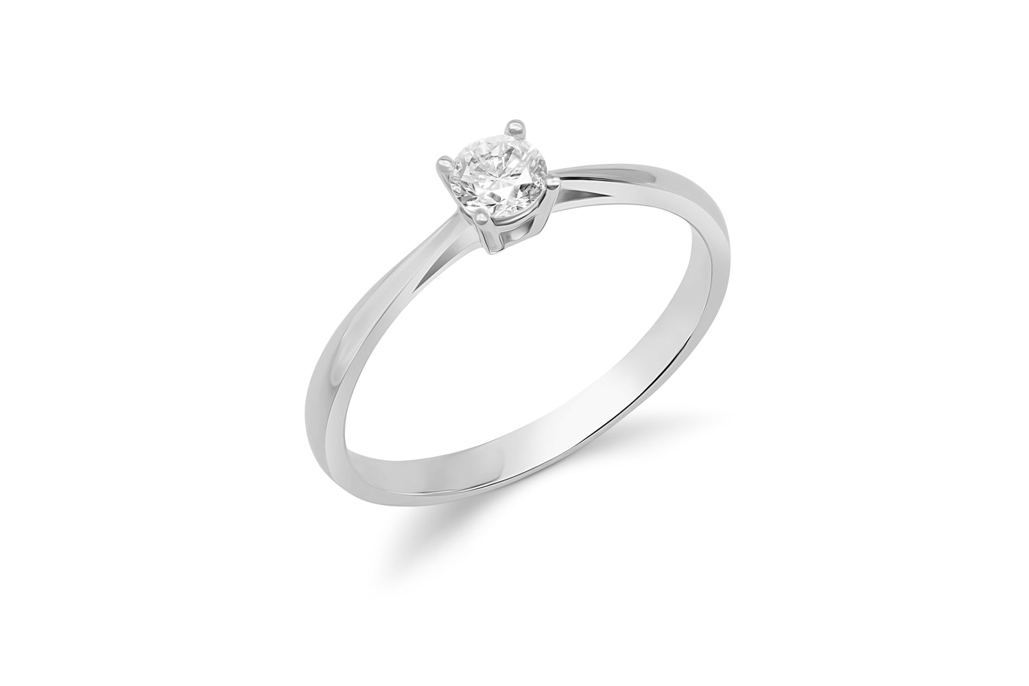 Verlobungsring Solitär mit 0,25ct Diamant in 750 (18K) Weißgold 4-Krappenfassung