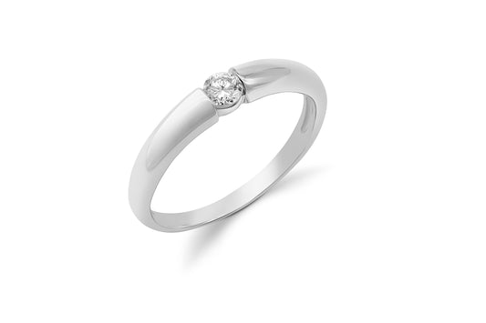 Verlobungsring Solitär mit 0,15ct Diamant in 750 (18K) Weißgold Spannfassung