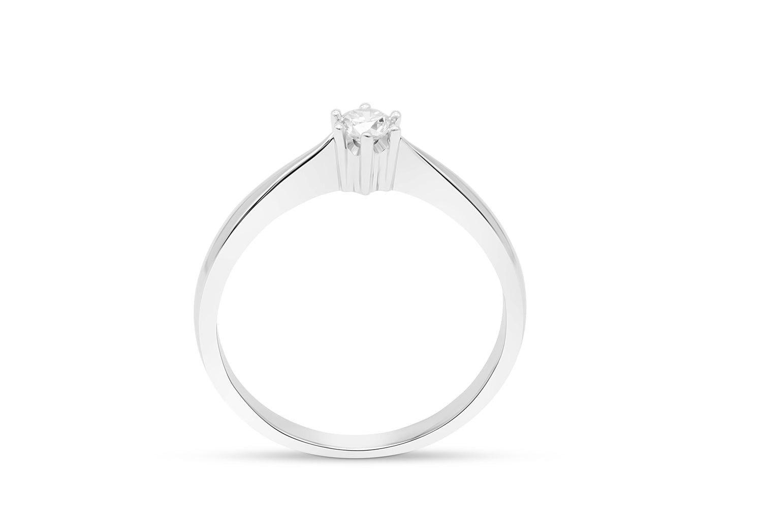 Verlobungsring Solitär mit 0,15ct Diamant in 750 (18K) Weißgold 6-Krappenfassung