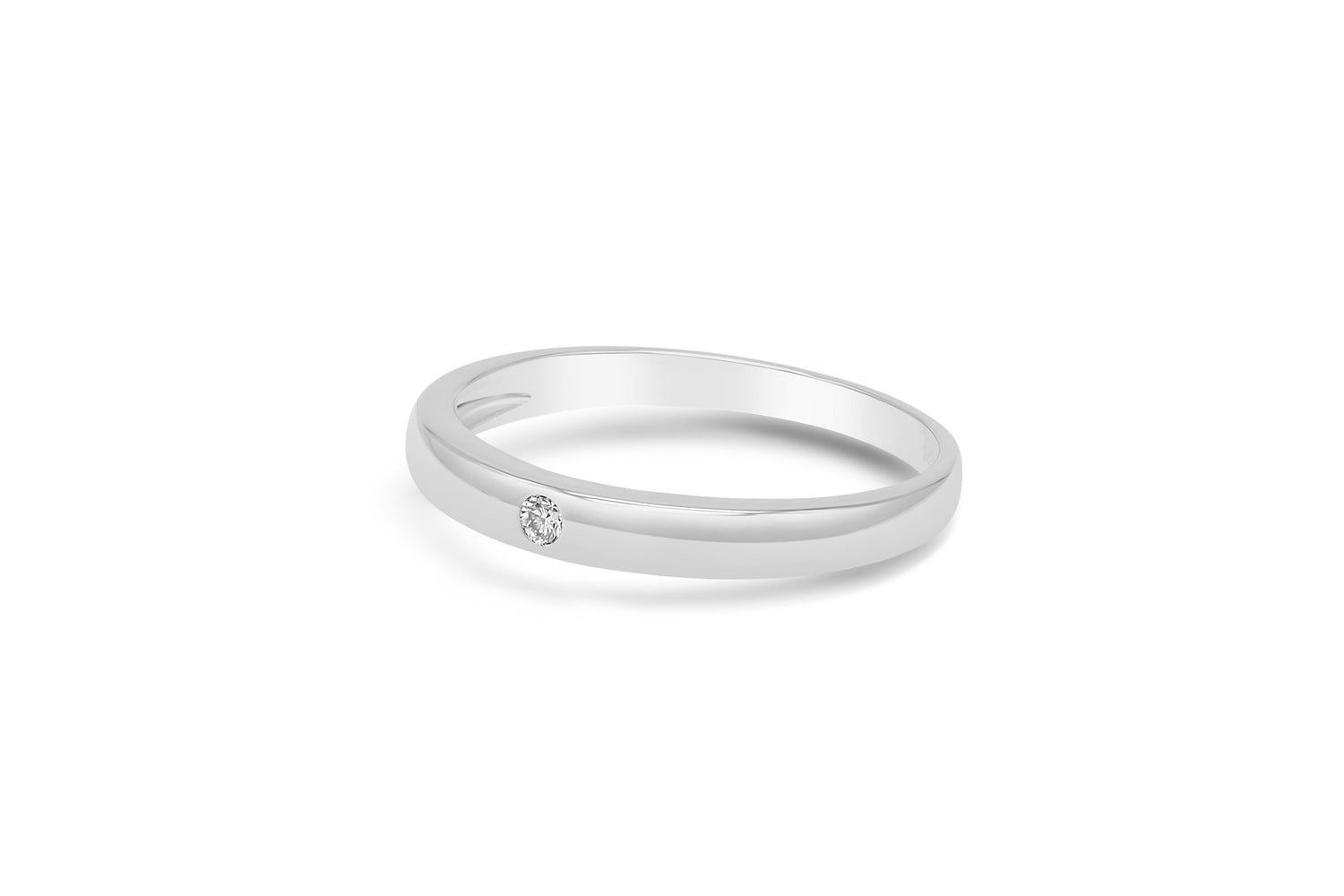 Verlobungsring Band mit 0,025ct Diamant in 375 (9K) Weißgold