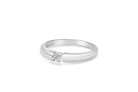 Verlobungsring Solitär mit 0,15ct Diamant in 750 (18K) Weißgold Spannfassung