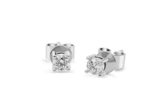 Ohrstecker Solitär mit 0,2ct Diamanten in 750 (18K) Weißgold 4-Krappenfassung