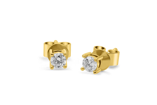 Solitär Ohrstecker - 750er 18K Gelbgold 0,2ct Diamanten