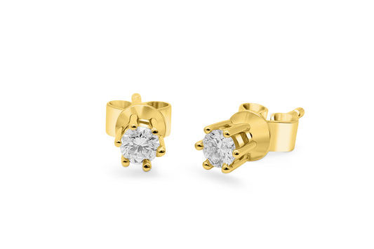 Solitär Ohrstecker - 750er 18K Gelbgold 0,2ct Diamanten