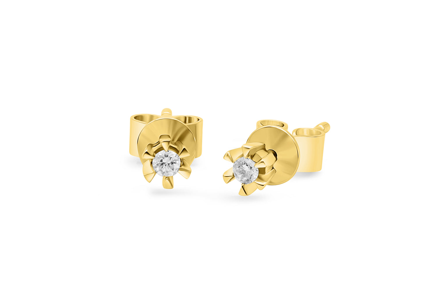 Ohrstecker Solitär mit 0,05ct Diamanten in 375 (9K) Gelbgold 6-Krappenfassung