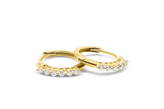 Creolen mit 0,14ct Diamanten in 750 (18K) Gelbgold