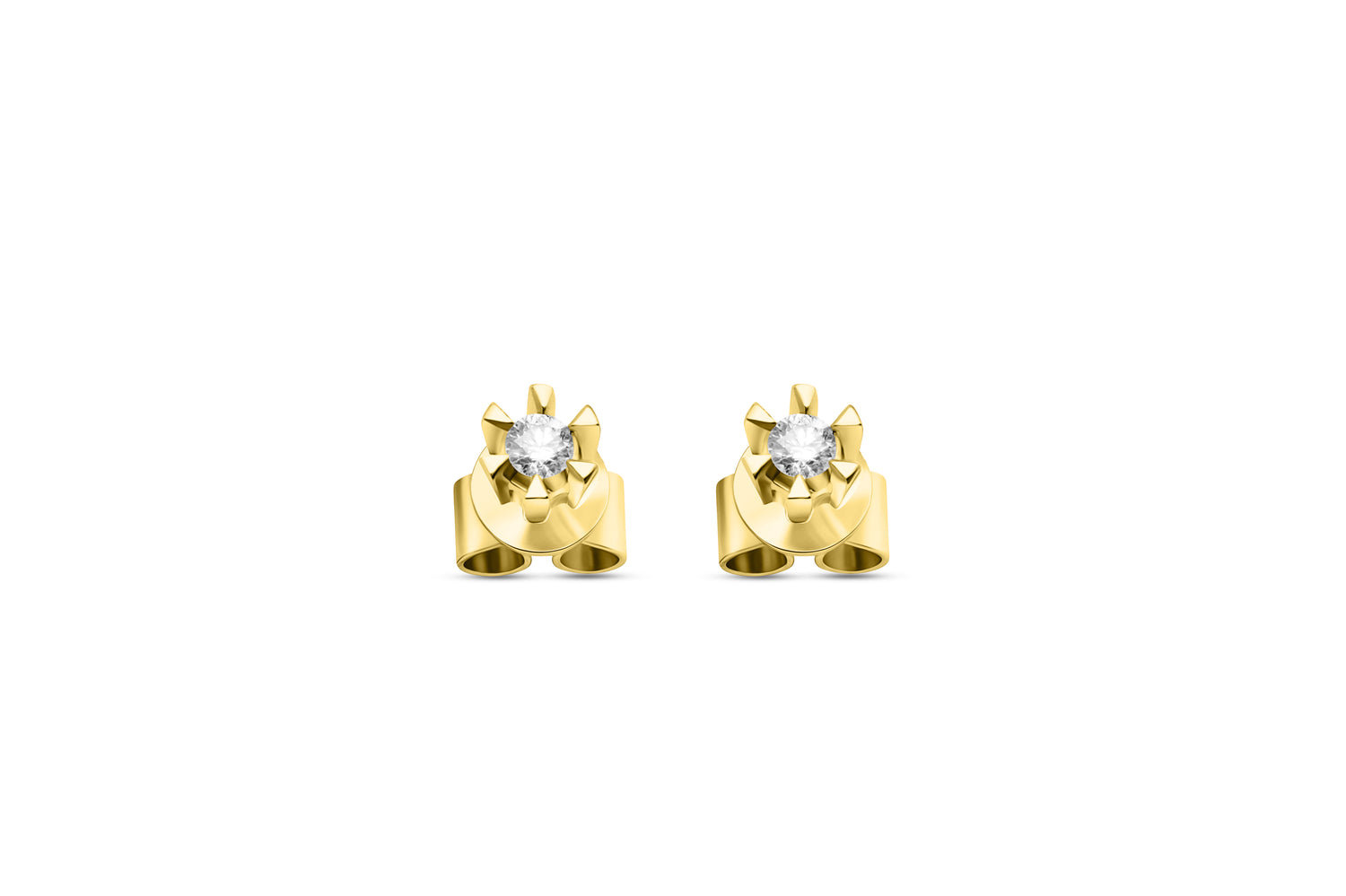 Ohrstecker Solitär mit 0,05ct Diamanten in 375 (9K) Gelbgold 6-Krappenfassung