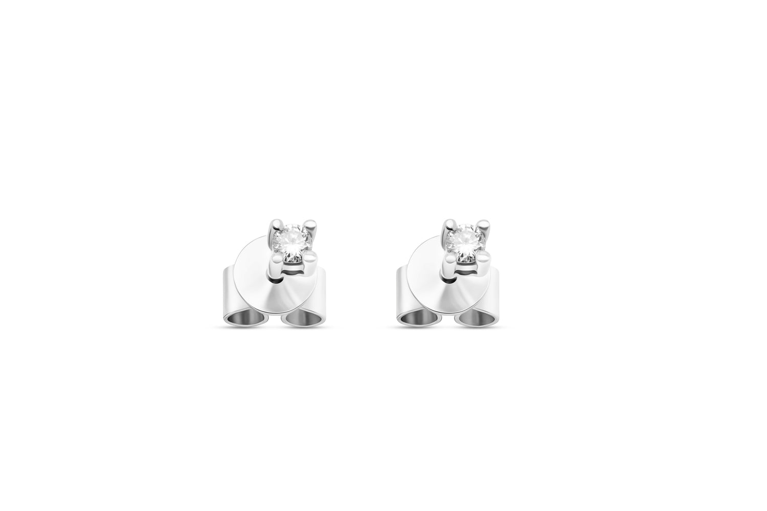 Ohrstecker Solitär mit 0,05ct Diamanten in 375 (9K) Weißgold 4-Krappenfassung