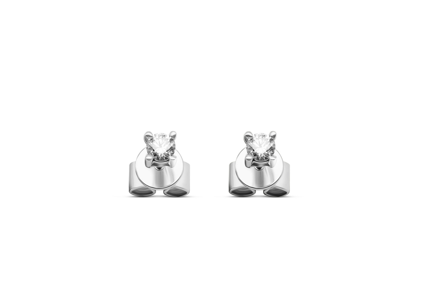 Ohrstecker Solitär mit 0,1ct Diamanten in 750 (18K) Weißgold 4-Krappenfassung