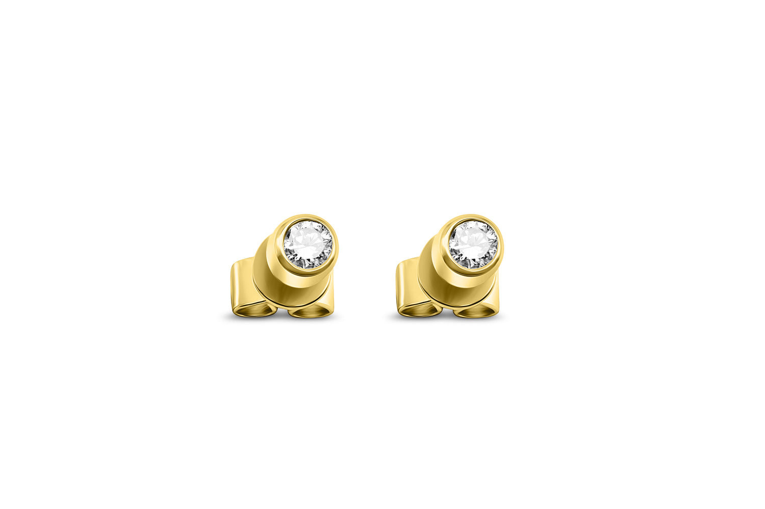 Ohrstecker Solitär mit 0,11ct Diamanten in 750 (18K) Gelbgold Zargenfassung