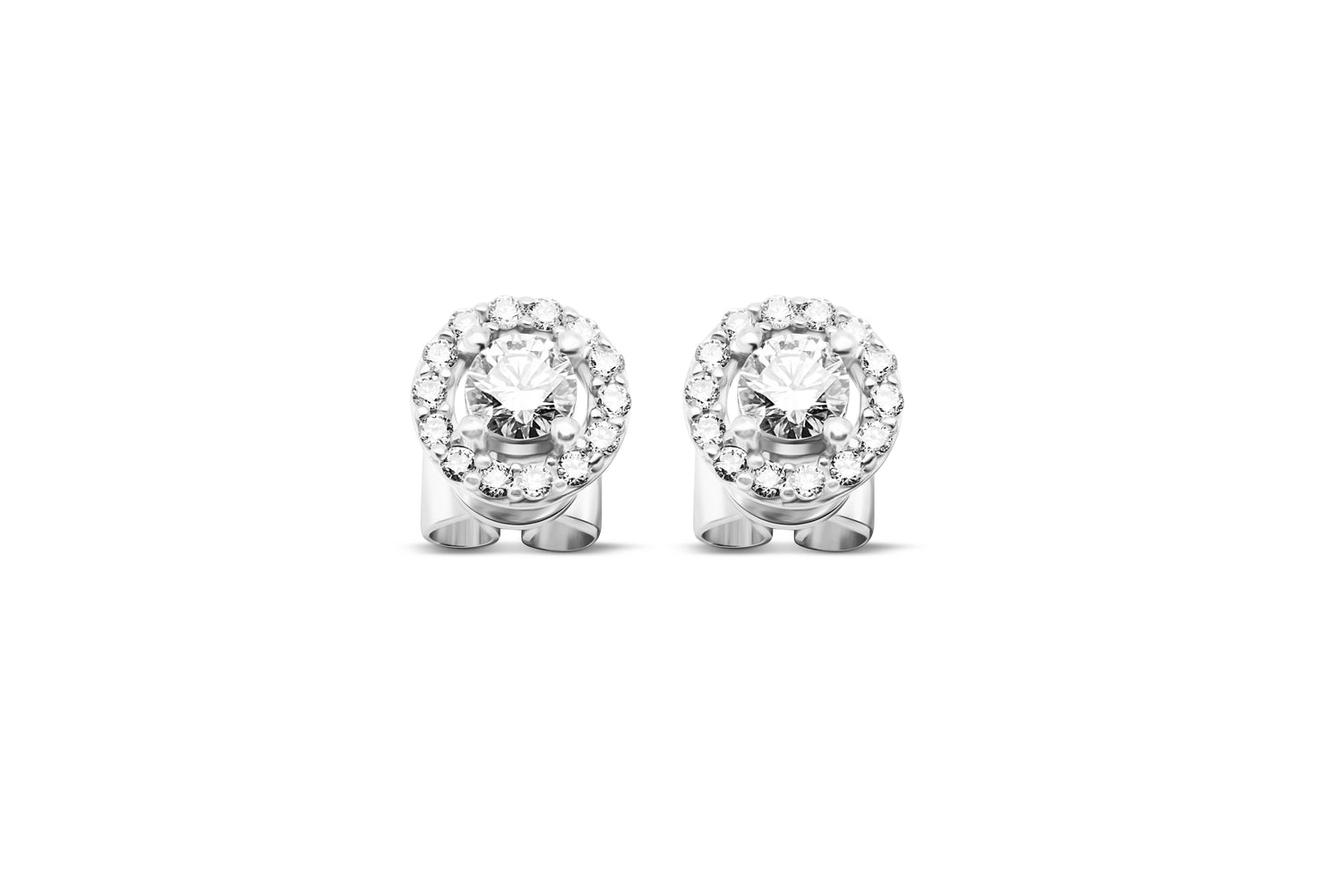 Ohrstecker Solitär umrandet mit 0,34ct Diamanten in 750 (18K) Weißgold