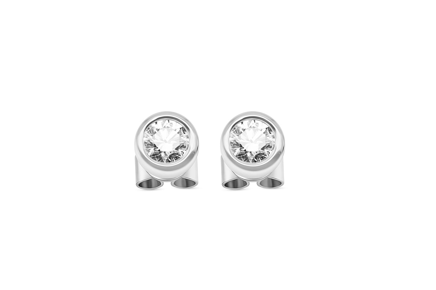 Ohrstecker Solitär mit 0,4ct Diamanten in 750 (18K) Weißgold Zargenfassung