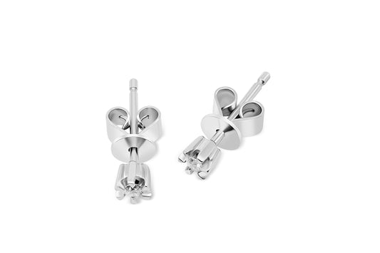 Ohrstecker Solitär mit 0,05ct Diamanten in 375 (9K) Weißgold 6-Krappenfassung