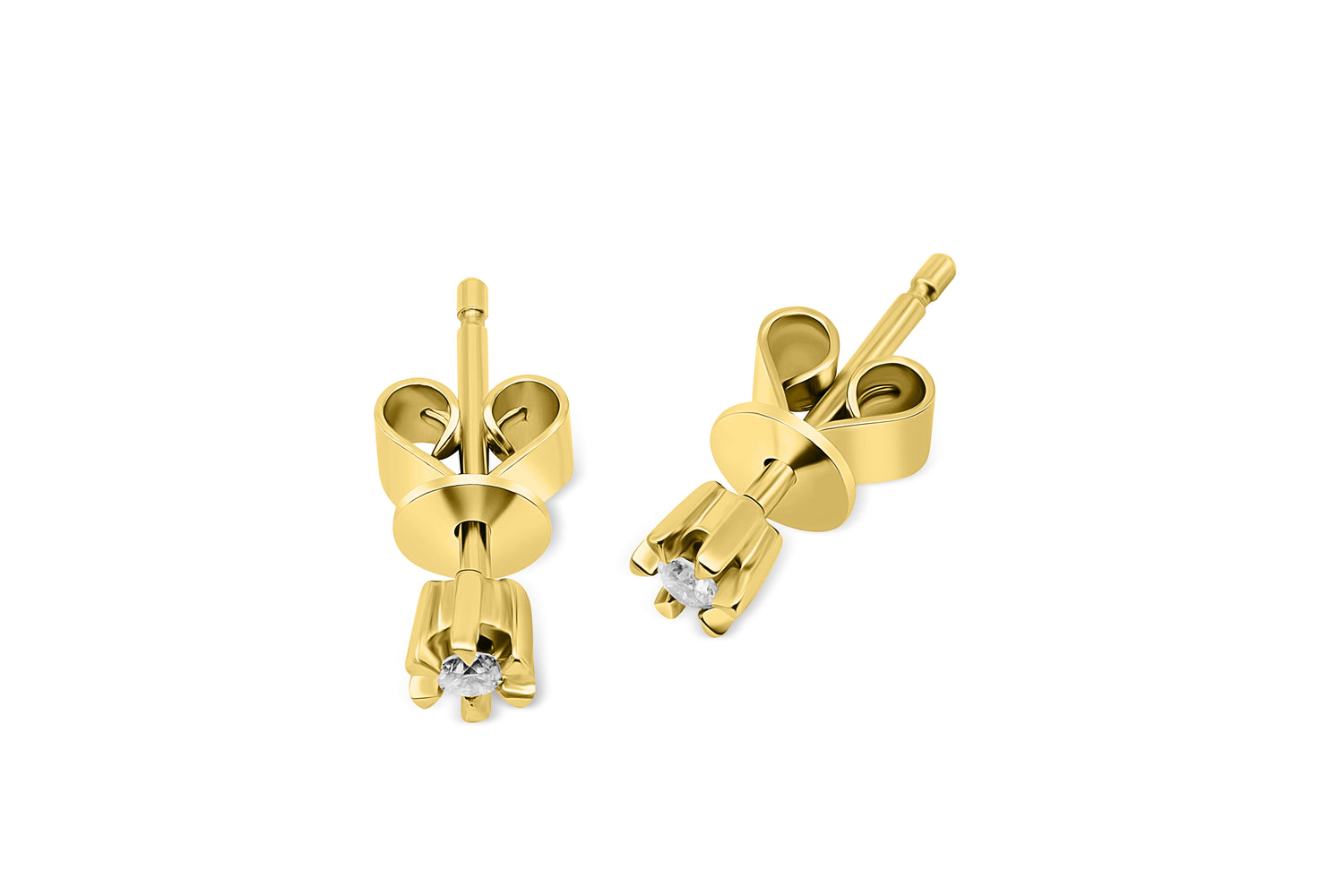 Ohrstecker Solitär mit 0,05ct Diamanten in 375 (9K) Gelbgold 6-Krappenfassung