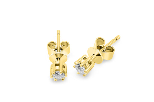 Solitär Ohrstecker - 750er 18K Gelbgold 0,2ct Diamanten