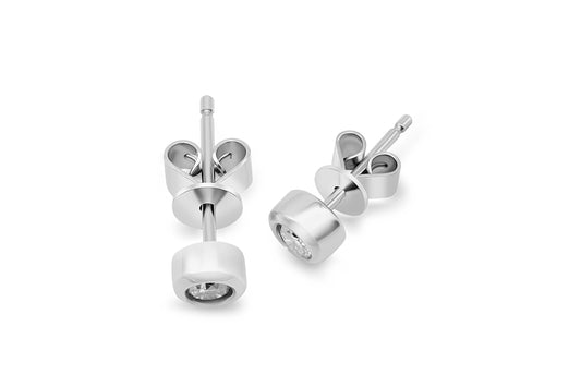 Ohrstecker Solitär mit 0,2ct Diamanten in 750 (18K) Weißgold Zargenfassung