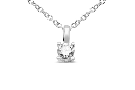 Anhänger Solitär mit 0,14ct Diamant in 750 (18K) Weißgold 4-Krappenfassung