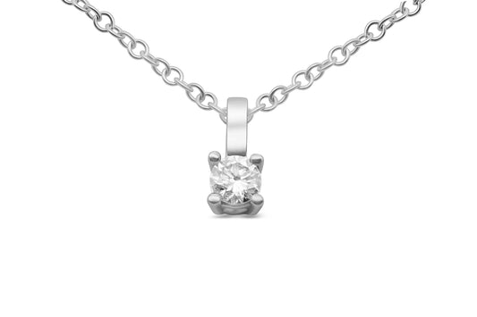 Anhänger Solitär mit 0,1ct Diamant in 750 (18K) Weißgold 4-Krappenfassung