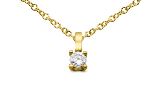 Anhänger Solitär mit 0,1ct Diamant in 750 (18K) Gelbgold 4-Krappenfassung