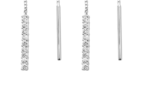 Ohrhänger Ohrketten mit 0,2ct Diamanten in 750 (18K) Weißgold Makro
