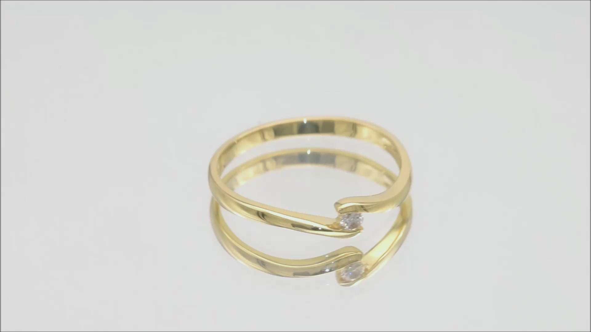 Verlobungsring Spannring Wave mit 0,05ct Diamant in 375 (9K) Gelbgold Video