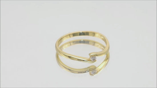 Verlobungsring Spannring Wave mit 0,05ct Diamant in 375 (9K) Gelbgold Video