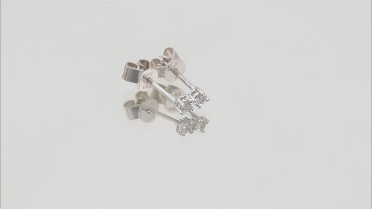 Ohrstecker Solitär mit 0,05ct Diamanten in 375 (9K) Weißgold 4-Krappenfassung Video