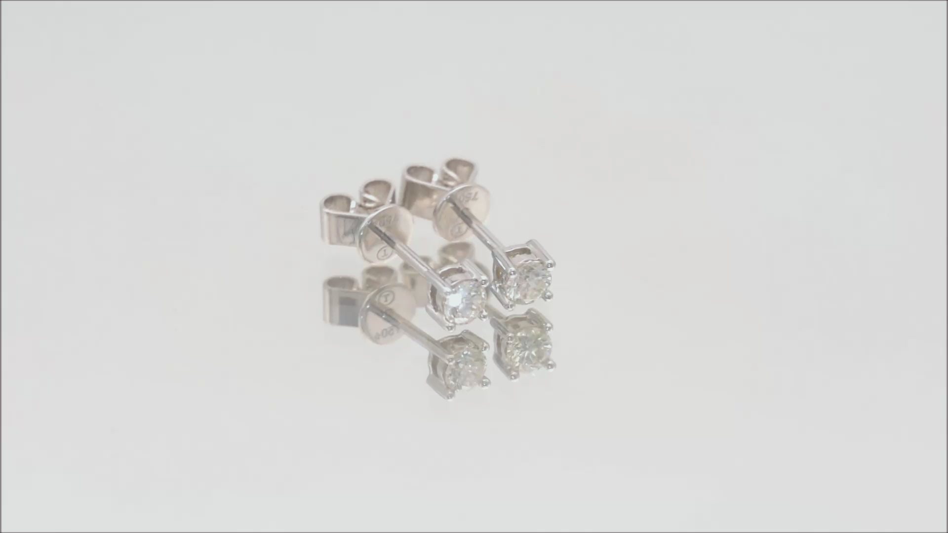 Ohrstecker Solitär mit 0,2ct Diamanten in 750 (18K) Weißgold 4-Krappenfassung Video