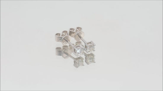 Ohrstecker Solitär mit 0,2ct Diamanten in 750 (18K) Weißgold 4-Krappenfassung Video