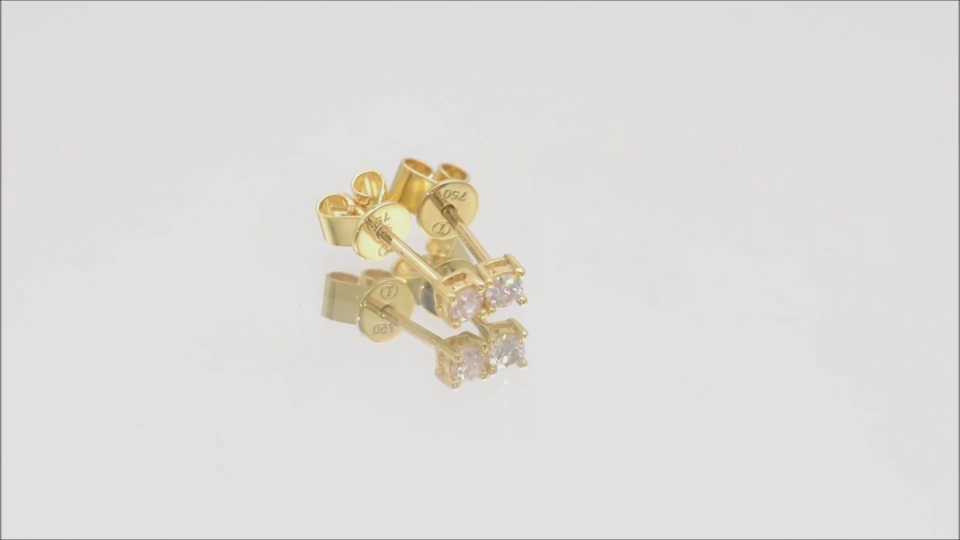 Ohrstecker Solitär mit 0,1ct Diamanten in 750 (18K) Gelbgold 4-Krappenfassung Video
