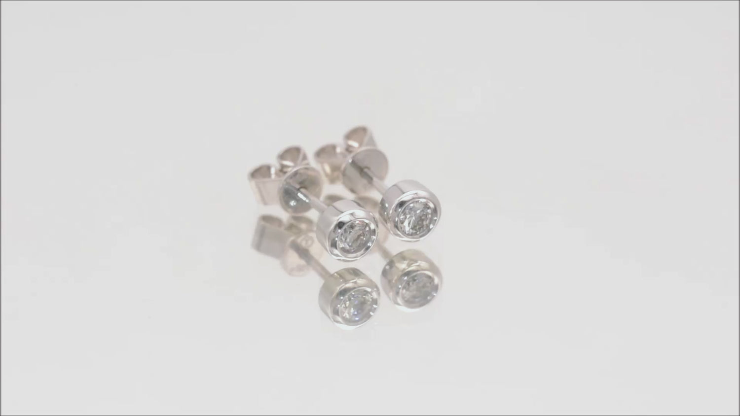 Ohrstecker Solitär mit 0,2ct Diamanten in 750 (18K) Weißgold Zargenfassung Video