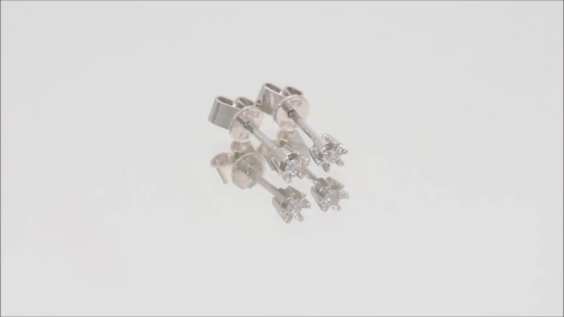 Ohrstecker Solitär mit 0,05ct Diamanten in 375 (9K) Weißgold 6-Krappenfassung Video