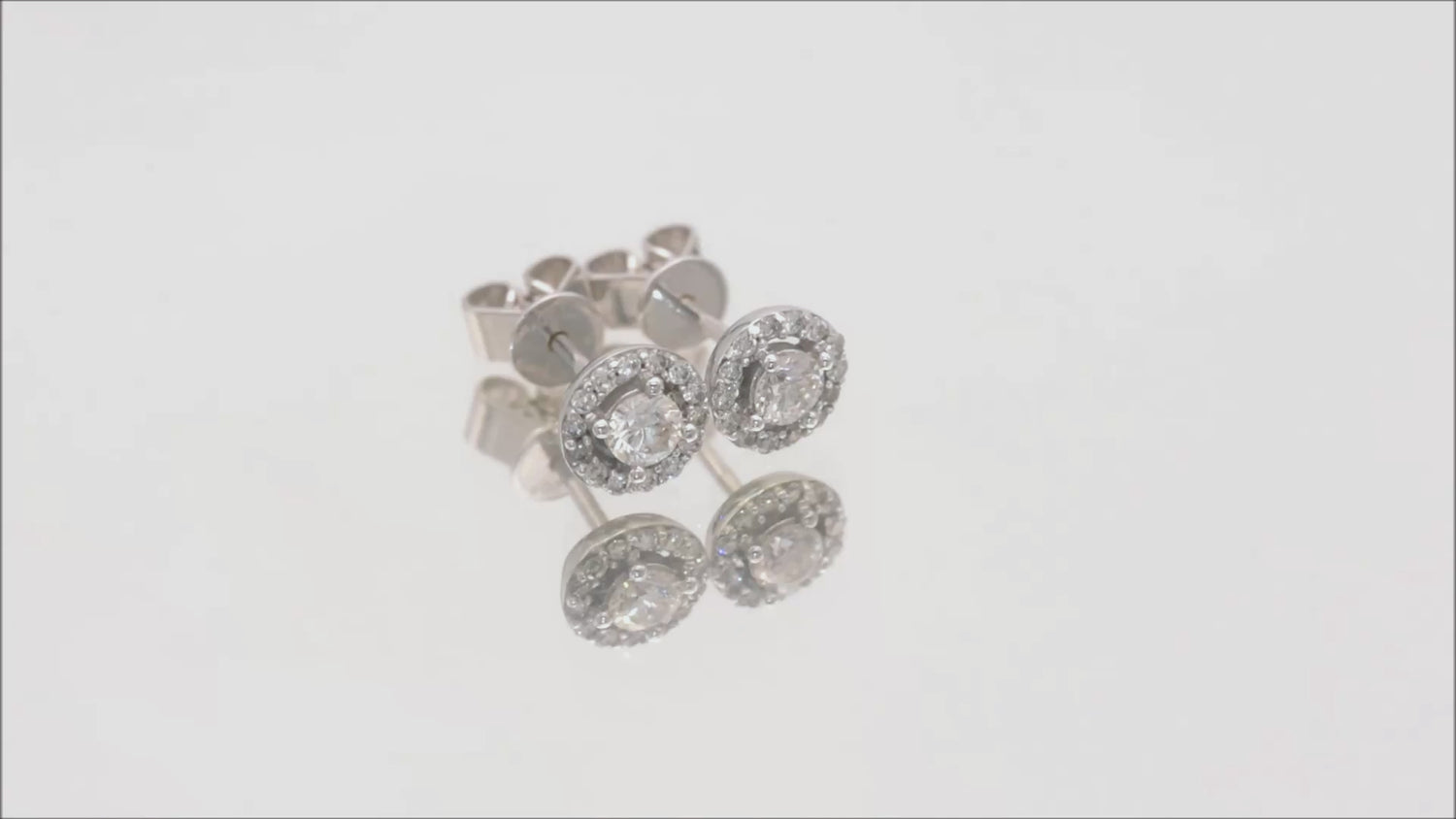 Ohrstecker Solitär umrandet mit 0,34ct Diamanten in 750 (18K) Weißgold Video