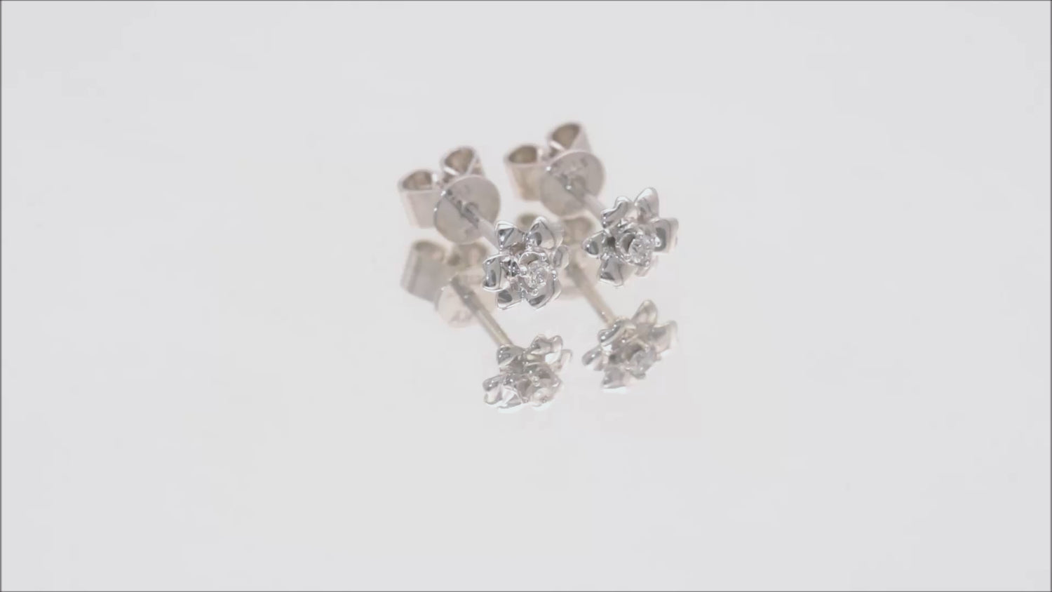 Ohrstecker Blume mit 0,034ct Diamanten aus 375 (9K) Weißgold Video