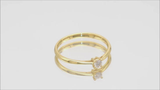 Verlobungsring Solitär mit 0,1ct Diamant in 750 (18K) Gelbgold 4-Krappenfassung Video
