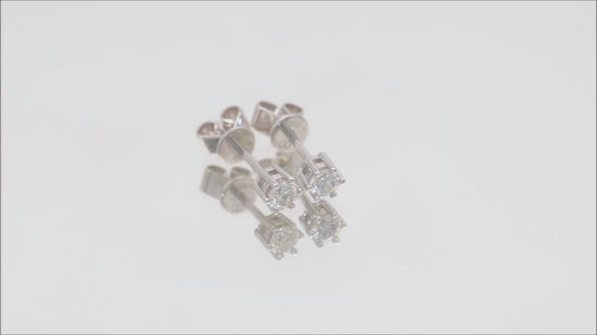 Ohrstecker Solitär mit 0,2ct Diamanten in 750 (18K) Weißgold 6-Krappenfassung Video